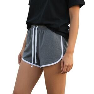 Love Streak Running Shorts Size Small Gray with White Trim and Drawstring